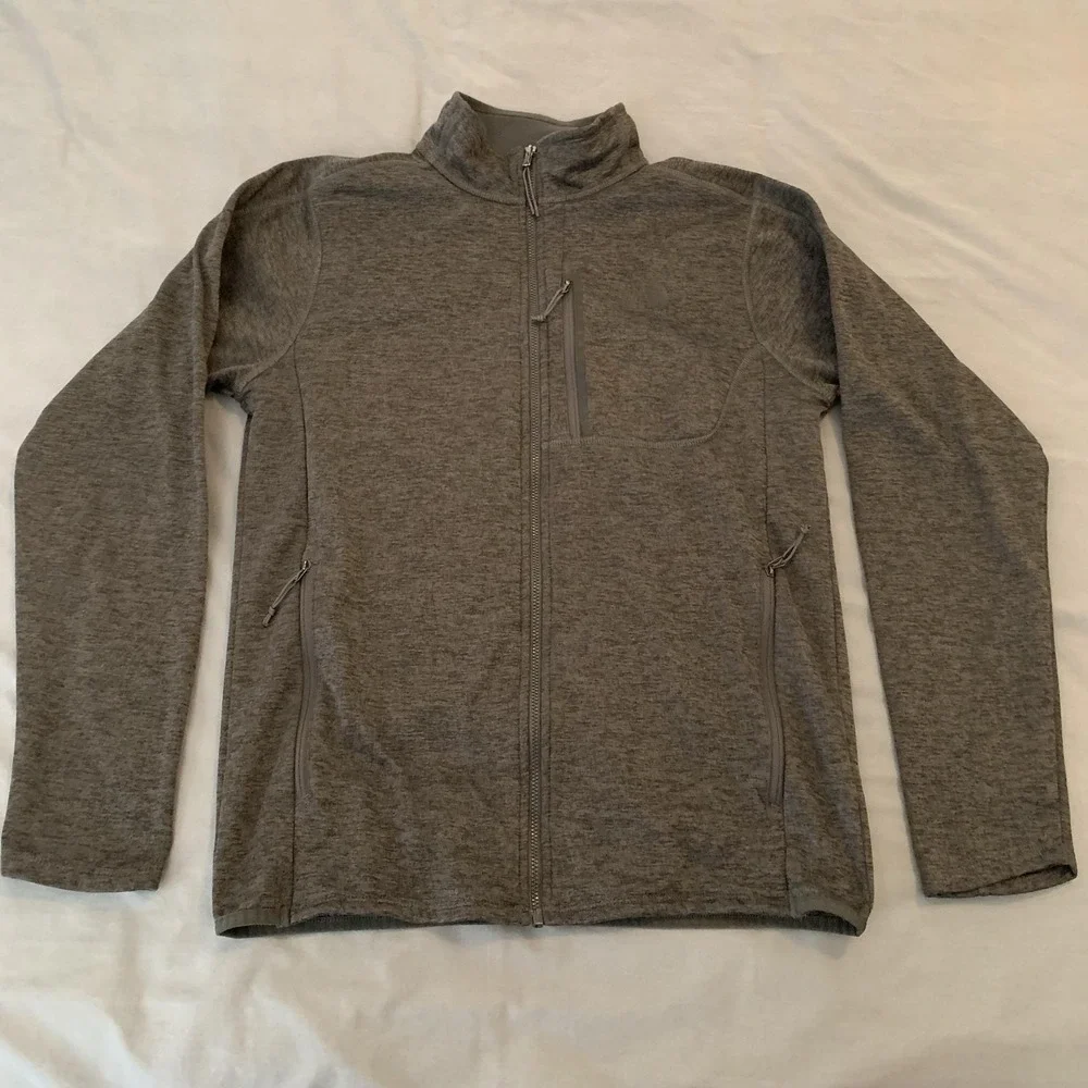 The North Face Jacket Mens Small Gray Full Zip Fleece Stretch Pockets Hiking